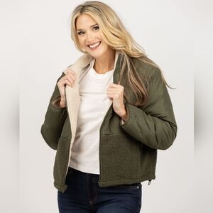 Velvet by Graham & Spencer Tasha Reversible Sherpa Puffer Jacket Green Medium